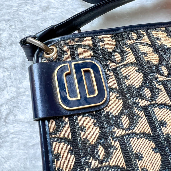 Vintage Dior Oblique CD Crossbody/ Shoulder Bag - Navy 002