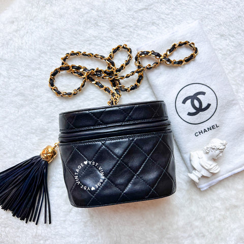 Vintage Chanel Mini Vanity With Tassel - Black