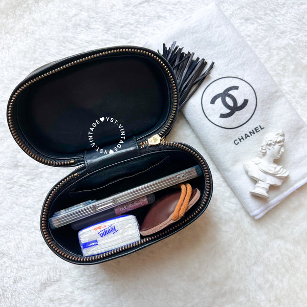 Vintage Chanel Mini Vanity With Tassel - Black