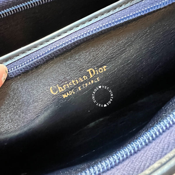 Vintage Dior Oblique 2 Layers Shoulder Bag - Navy