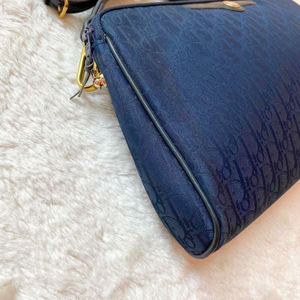 Vintage Dior Trotter Shoulder Bag - Navy