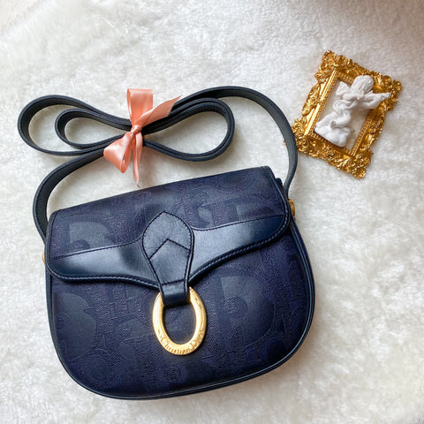 Vintage Dior Crossbody/ Shoulder Bobby Bag - Navy