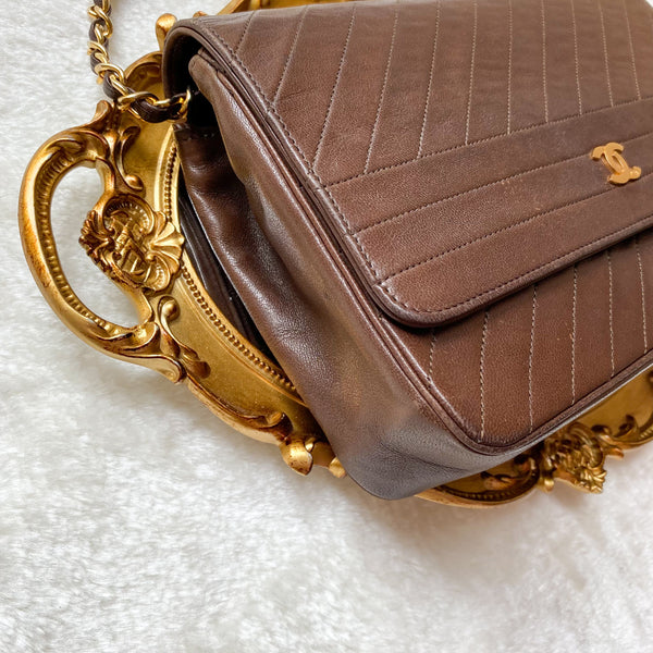 Vintage Chanel Single Flap Bag - Chocolate Brown x Gold 002