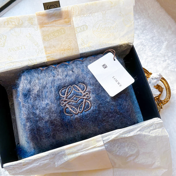 Loewe Mohair x Wool Scarf With Original Box - Ocean Blue