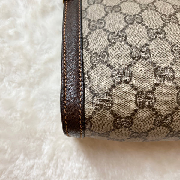 Vintage Gucci Shelly Line GG Clutch - Brown