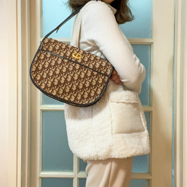 Vintage Dior Oblique 2-way Bag - Brown