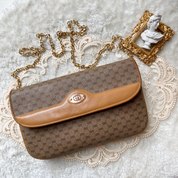 Vintage Gucci 1980s Micro GG 2-way Bag - Milk Tea Brown