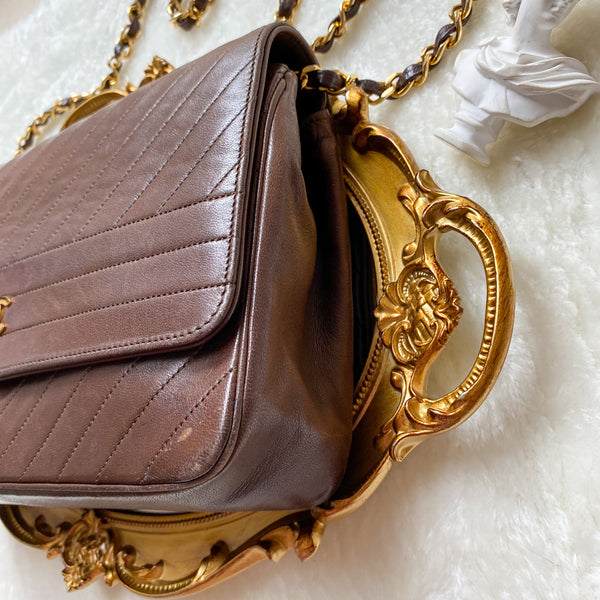 Vintage Chanel Single Flap Bag - Chocolate Brown x Gold 002