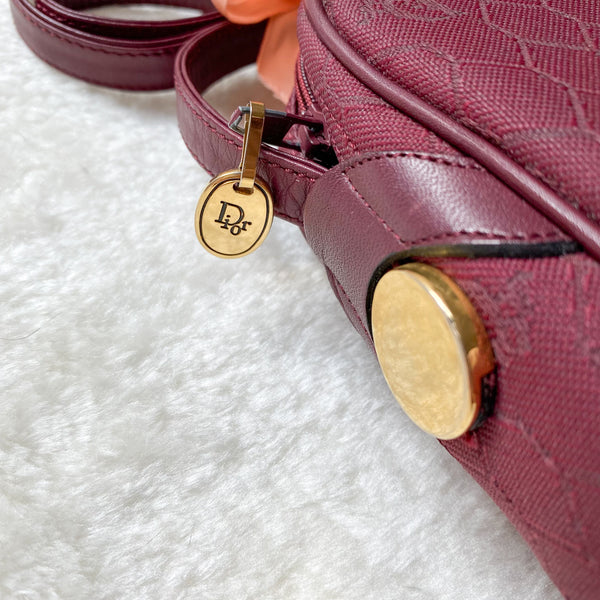 Vintage Dior Honeycomb Shoulder/ Crossbody Bag - Burgundy