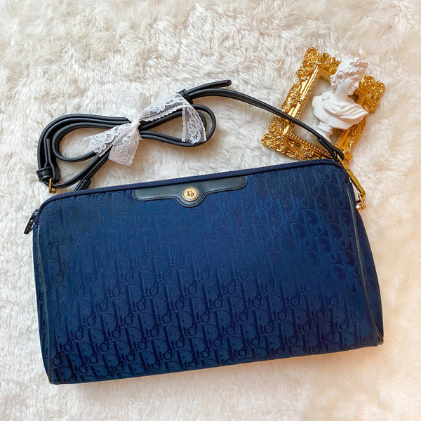 Vintage Dior Trotter Shoulder Bag - Navy