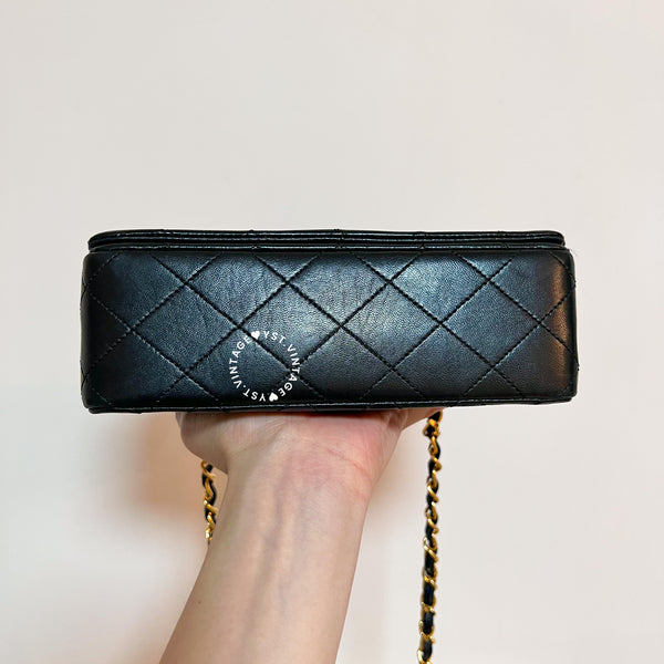 Vintage Chanel Mini Flap Turn-Lock Bag - Black 002 (Code: 046400)