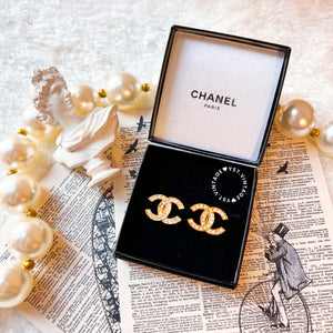 Vintage Chanel 24KGP and Rhinestone 1980s Coco Mark Ear Clips 003