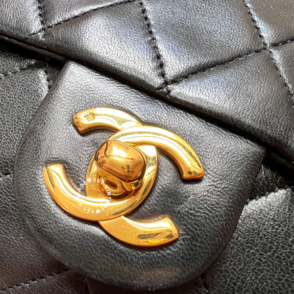 Vintage Chanel Mini Square Flap Bag - Black x Gold