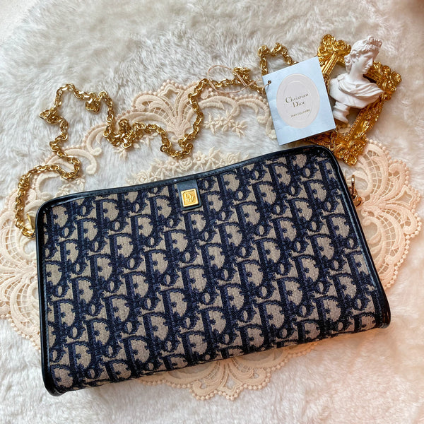 Vintage Dior Oblique Clutch - Navy