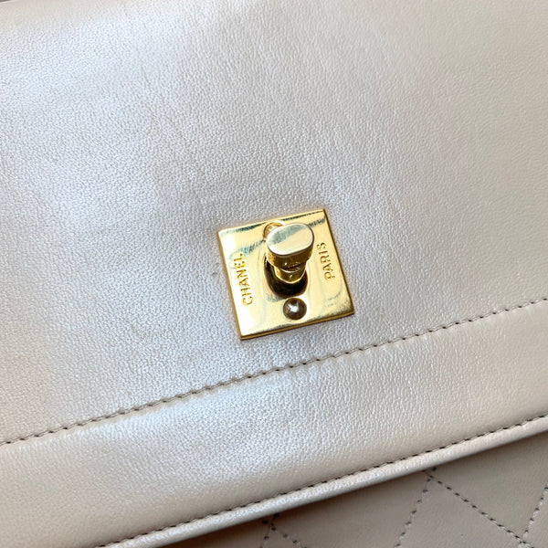 Vintage Chanel Double Flap Bag - Light Beige