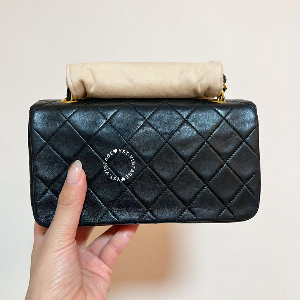 Vintage Chanel Mini Flap Turn-Lock Bag - Black 002 (Code: 046400)