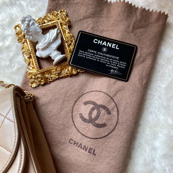 Vintage Chanel Double Flap Bag - Light Beige