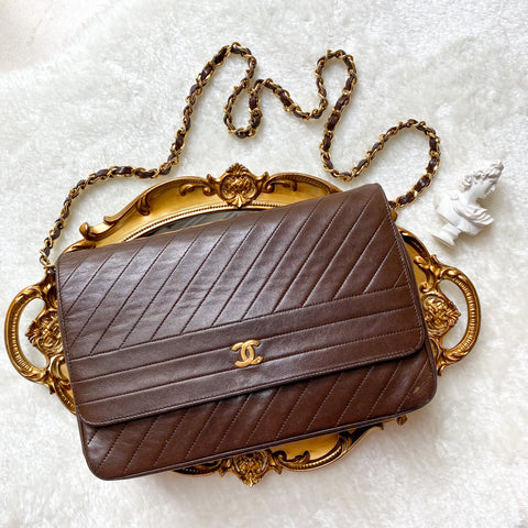 Vintage Chanel Single Flap Bag - Chocolate Brown x Gold 002