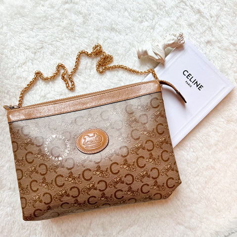 Vintage CELINE C+Horse Carriage Clutch - Beige