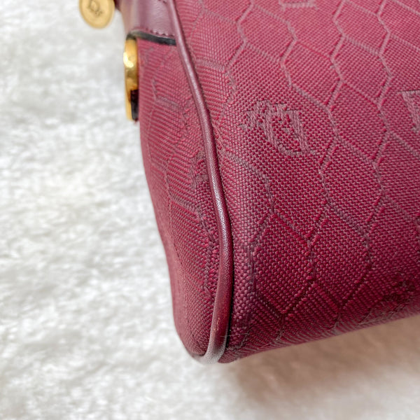 Vintage Dior Honeycomb Shoulder/ Crossbody Bag - Burgundy