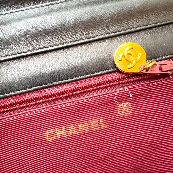 Vintage 1985 Chanel Moon Shape Bijoux Push Lock Flap Bag - Black
