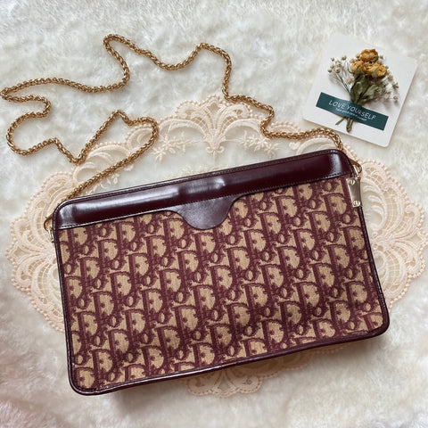 Vintage Dior Oblique Clutch - Burgundy