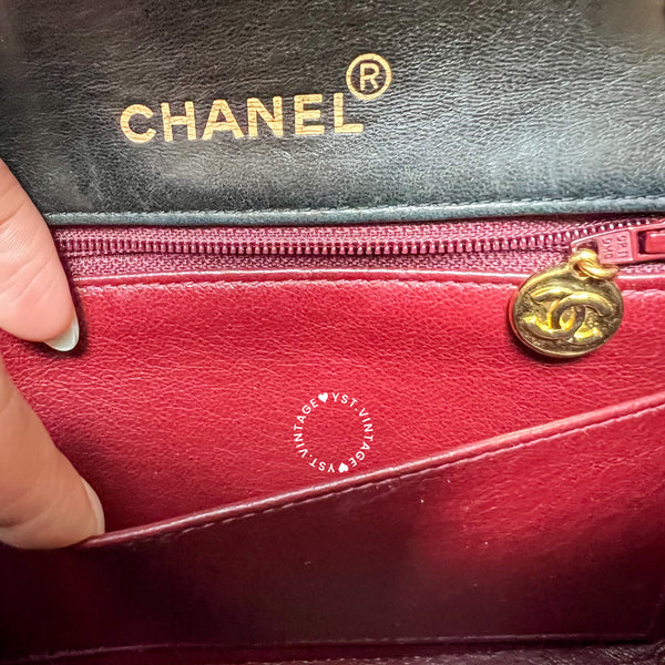 Vintage Chanel Mini Square Flap Bag - Black x Gold