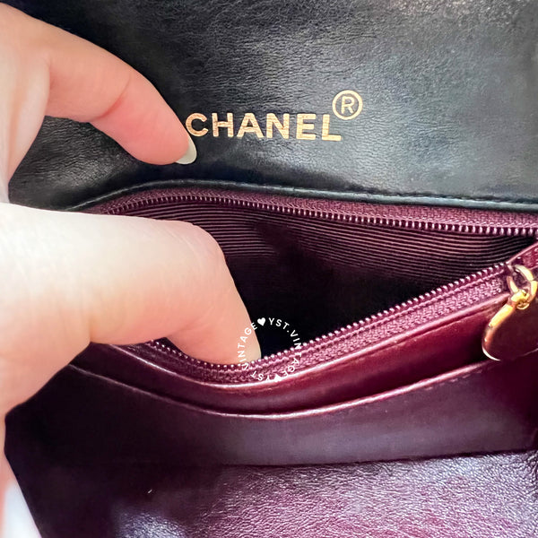 Vintage Chanel Mini Square Flap Bag - Black x Gold