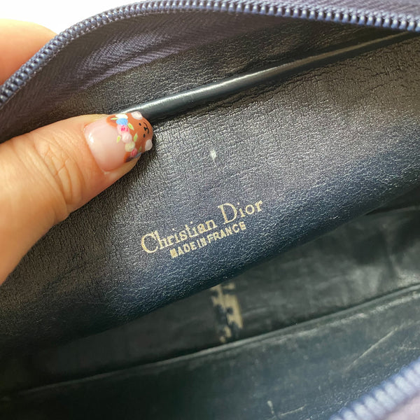 Vintage Dior Oblique Shoulder Bag - Navy