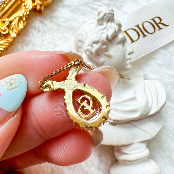 Vintage Dior CD Gold-Finish Metal Necklace