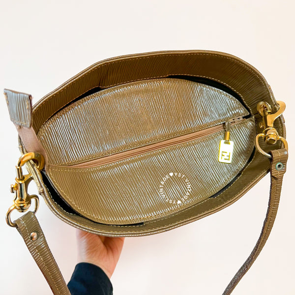 Vintage Fendi Zucca Bucket Bag - Beige