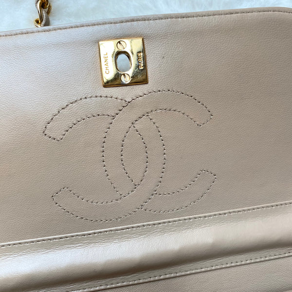 Vintage Chanel Double Flap Bag - Light Beige