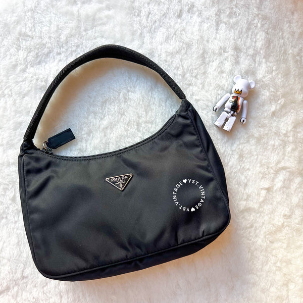 Vintage Prada Hobo Bag - Black / Beige