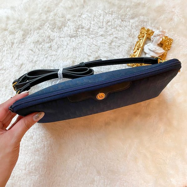 Vintage Dior Trotter Shoulder Bag - Navy