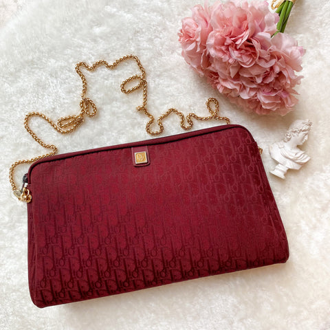 Vintage Dior Trotter Clutch - Burgundy