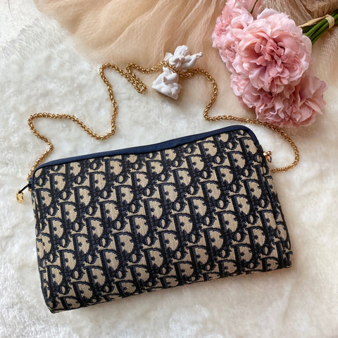 Vintage Dior Oblique Clutch - Navy